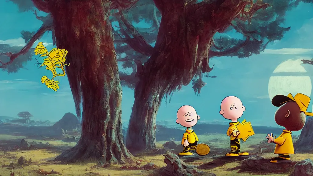 Image similar to charlie brown guest stars in lucasfilms latest sci - fi thriller, technicolor, rendered in octane, by yuumei, bayard wu, wlop, tim white, ross tran, 4 k