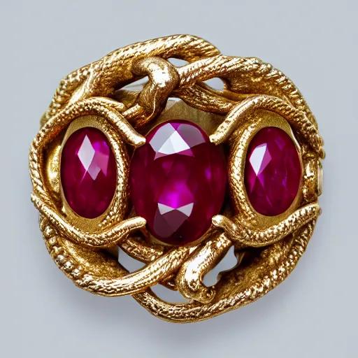 Image similar to ornate gold ouroboros ruby jewelry macro product photo