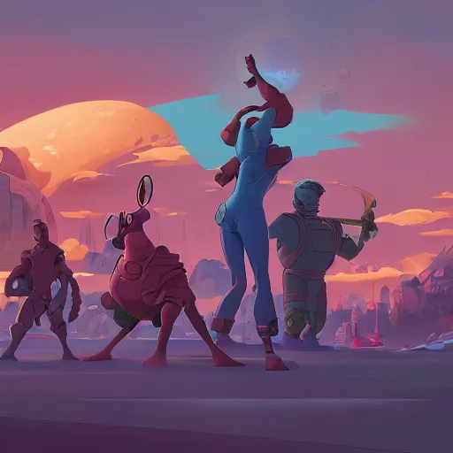 Image similar to hero world futurama, behance hd by jesper ejsing, by rhads, makoto shinkai and lois van baarle, ilya kuvshinov, rossdraws global illumination