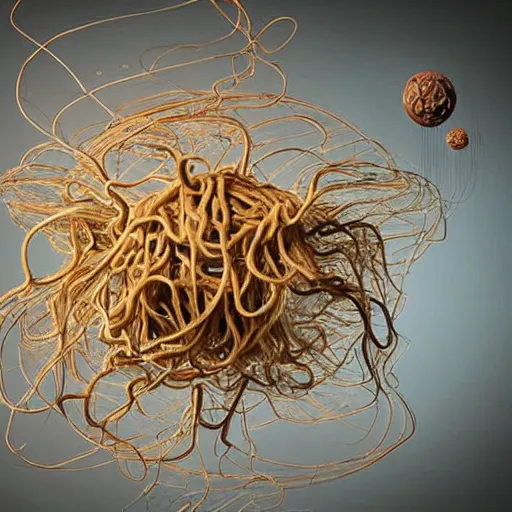 Image similar to flying spaghetti monster floating inside beautiful apartment