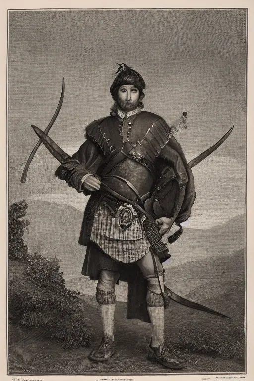Image similar to a portrait of a Scottish laird wearing a balmoral, art