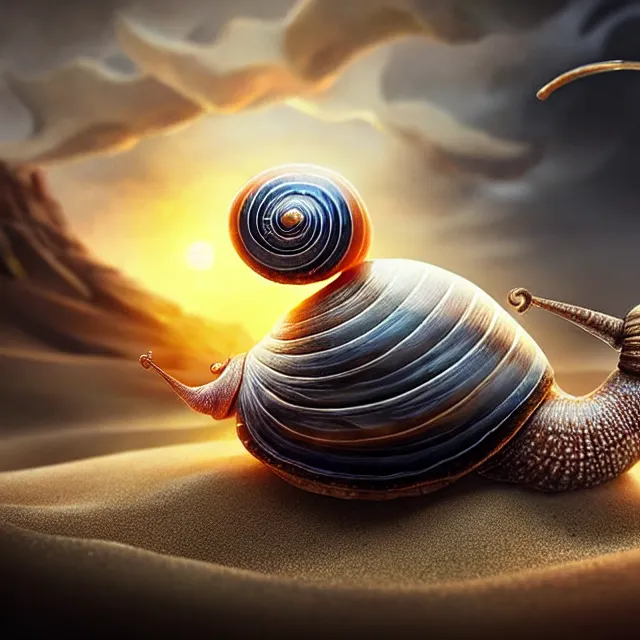Image similar to epic professional digital art of a heroic snail pushing a marble up a sand hill,, best on artstation, cgsociety, wlop, Behance, pixiv, astonishing, impressive, outstanding, epic, cinematic, stunning, gorgeous, much detail, much wow,, masterpiece.