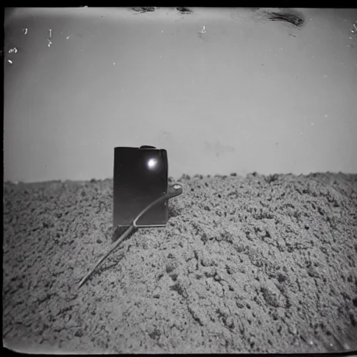 Image similar to a bright flash covering the whole sky, dirt ground, dust, taken on a ww 2 camera, realistic.