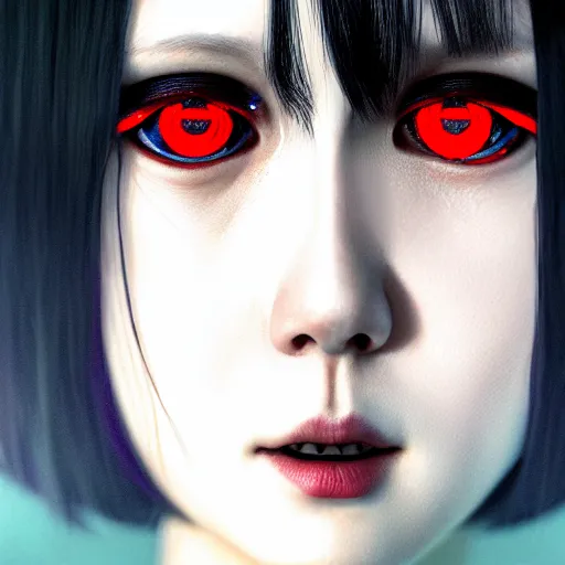 Prompt: i see you palp by junji ito, green red black blue eyes and long black hair by junji ito, painted by junji ito, rtx reflections, octane render 1 2 8 k, extreme high intricate details by wlop, digital anime art by ross tran, wide shot, composition by tom bagshaw, lighting by wlop