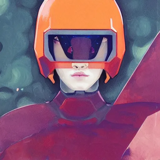 Prompt: Elle Fanning in orange Halo 2 armor picture by Sachin Teng, asymmetrical, dark vibes, Realistic Painting , Organic painting, Matte Painting, geometric shapes, hard edges, graffiti, street art:2 by Sachin Teng:4