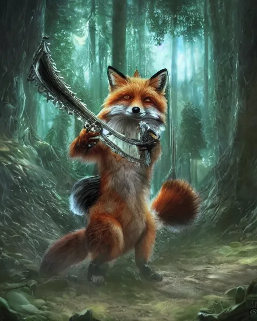 Prompt: Fox, Anthropomorphized, playing harp in magical forest, portrait, magic the gathering artwork, D&D, fantasy, cinematic lighting, centered, symmetrical, highly detailed, digital painting, artstation, concept art, smooth, sharp focus, illustration, volumetric lighting, epic Composition, 8k, art by Akihiko Yoshida and Greg Rutkowski and Craig Mullins, heroic pose, oil painting, cgsociety