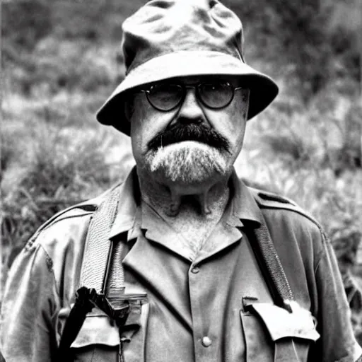 Image similar to photograph of wilford brimley as a soldier in the rhodesian bush war, award winning