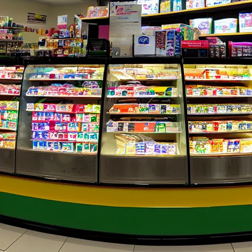 Image similar to Marvels Vision working as a 7/11 cashier, wide wide shot, very detailed, hdr photograph, beautiful lighting