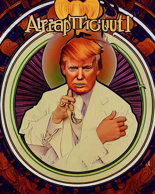 Prompt: highly detailed portrait of donald trump by Alphonse Mucha 4k resolution