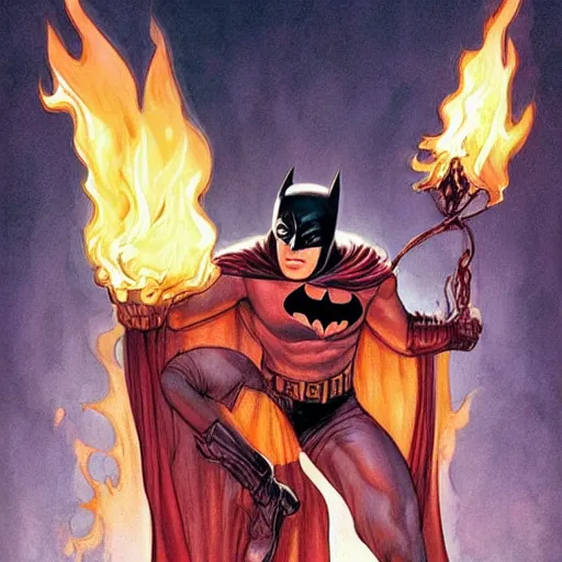 Image similar to batman holding a lit flame jean sebastien rossbach jeff easley jen bartel