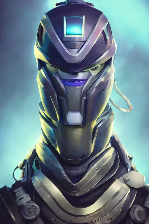 Image similar to epic mask helmet robot ninja portrait stylized as fornite style game design fanart by concept artist gervasio canda, behance hd by jesper ejsing, by rhads, makoto shinkai and lois van baarle, ilya kuvshinov, rossdraws global illumination radiating a glowing aura global illumination ray tracing hdr render in unreal engine 5