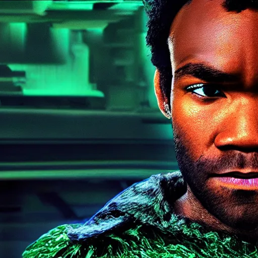 Prompt: donald glover as the green goblin, digital art, dramatic, lomo, field of view, f / 2 2, 3 d, angry, evil, posterization, by weta digital, 8 k concept art, detailed