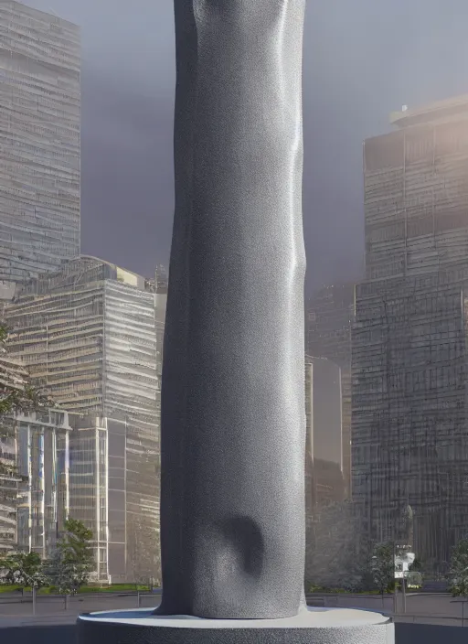 Prompt: highly detailed architecture render of a huge high futuristic metallic stele sculpture standing in city park, archdaily, made in unreal engine 4