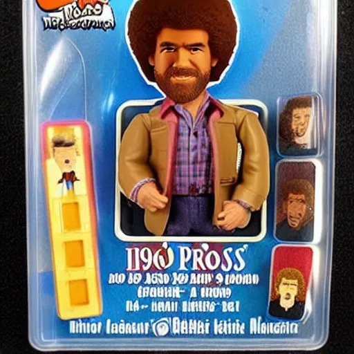 Prompt: “bob ross as a 1980s style Kenner action figure”