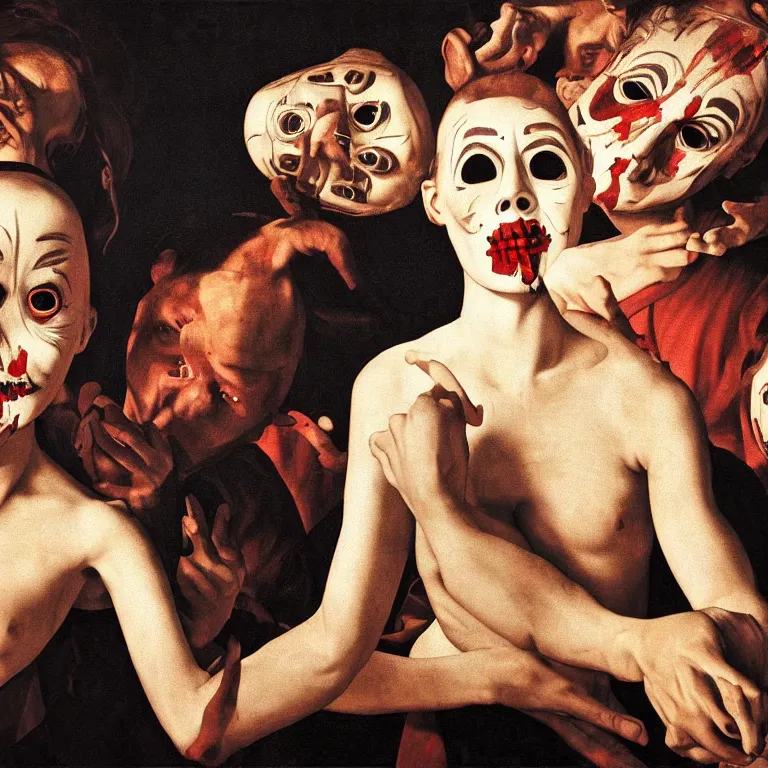 Image similar to the night of the purge,, highly detailed, 8 k resolution, art by caravaggio, modern art, optical illusion