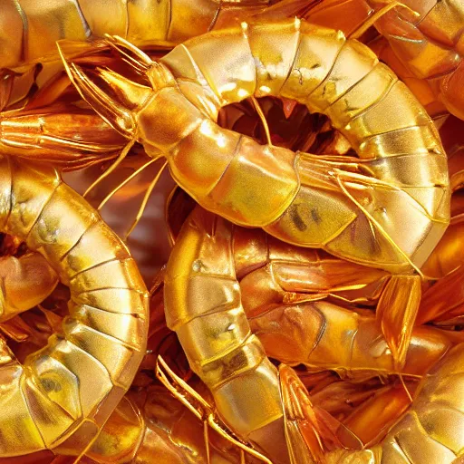 Image similar to gold shrimp photorealistic 4 k