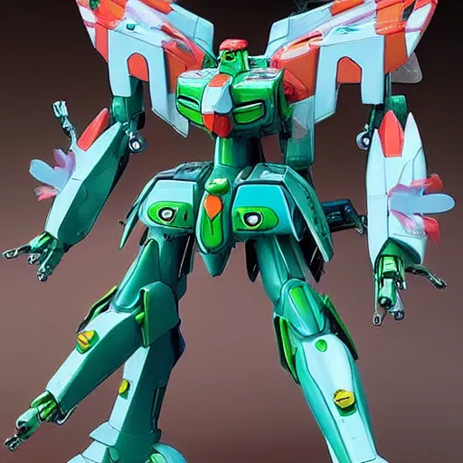 Image similar to waterlilys combat Mecha, nymphaea Gundam