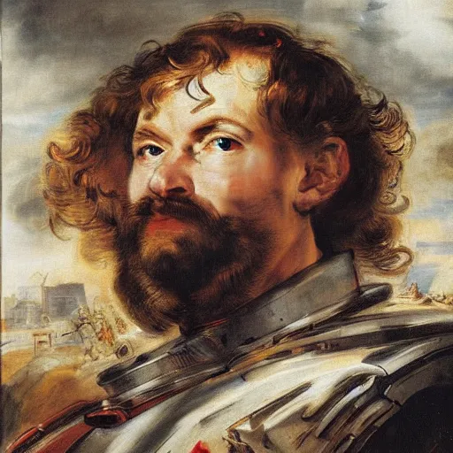 Prompt: peter paul rubens as consequences of wars with mecha gundam invited, random content position, delete duplicate content, photorealistic details content, incrinate, masterpiece, ultra detailed face structures