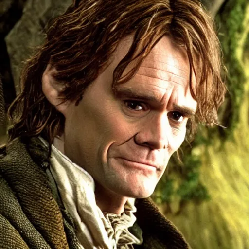 Image similar to jim carrey playing bilbo baggins in lord of the rings