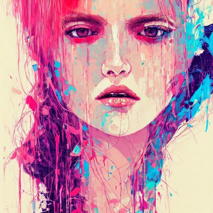 Image similar to close up portrait painting of an alternative artistic bohemian female, concept art, intricate details, aesthetically pleasing pastel colors, art by conrad roset, impressionism, portrait