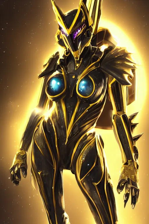 Prompt: galactic hyperdetailed elegant beautiful stunning giantess anthropomorphic mecha sexy hot female dragon goddess, streamlined spines, flat metal antenna, sleek yellow eyes, smooth golden skin, smooth yellow armor, bigger than galaxy, epic proportions, epic scale, epic size, warframe destiny fanart, furry, dragon art, goddess, giantess, furaffinity, octane render