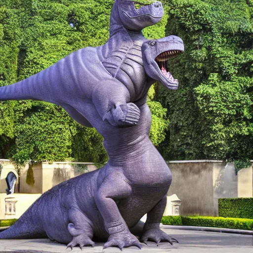 Image similar to statue of a dinosaur by Fernando Botero