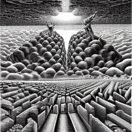 Prompt: the surpassing of climate tipping points, 4k high definition with extreme detailed, by Escher and Da Vinci n-5