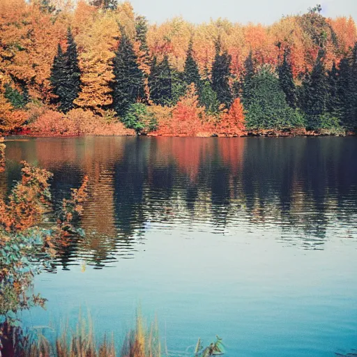 Image similar to a week at the lake [ zeiss ikon zm, planar 5 0 mm f / 2, cinestill 5 0 d ]