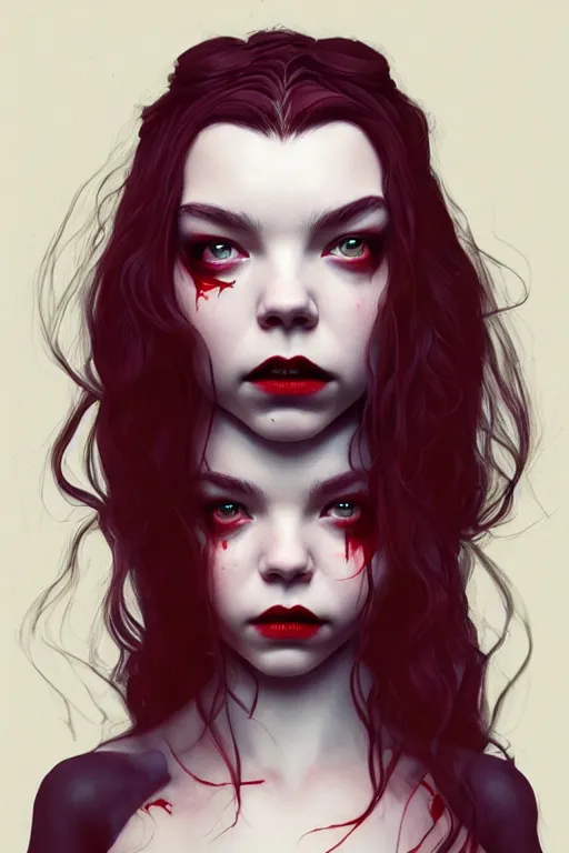 Image similar to anya taylor - joy vampire queen, hyper detailed, digital art, trending in artstation, cinematic lighting, studio quality, smooth render, artgerm, joshua middleton, rafael albuquerque, unreal engine 5 rendered, octane rendered, art style by klimt and nixeu and ian sprigger and wlop and krenz cushart