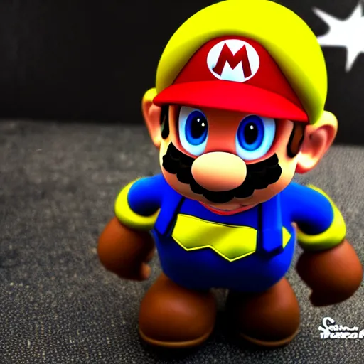 Image similar to super mario as batman, highly detailed, extremely high quality, hd, 4 k, 8 k, professional photographer, 4 0 mp, lifelike, top - rated, award winning, realistic, detailed lighting, detailed shadows, sharp, no blur, edited, corrected, trending