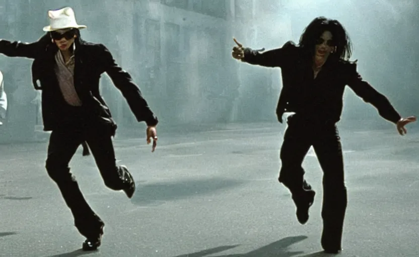 Image similar to michael jackson running after a alien in men in black