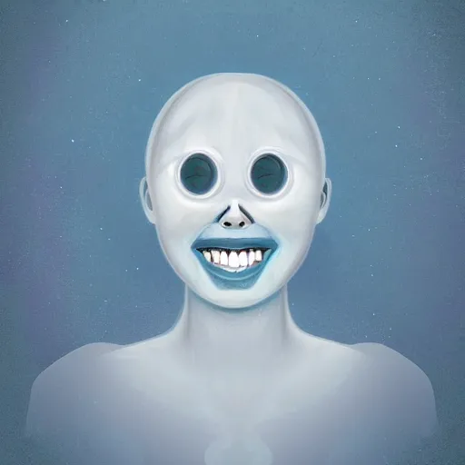 Image similar to smiling ghost portrait, digital art