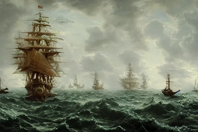 Prompt: Giant squid attempts to pull a ship into the ocean with it's tentacles . . painting by Louis Philippe Crepin. smoke and flashes . 8k octane beautifully detailed render, post-processing, extremely hyper-detailed, intricate, epic composition, highly detailed attributes, highly detailed atmosphere, cinematic lighting, masterpiece.