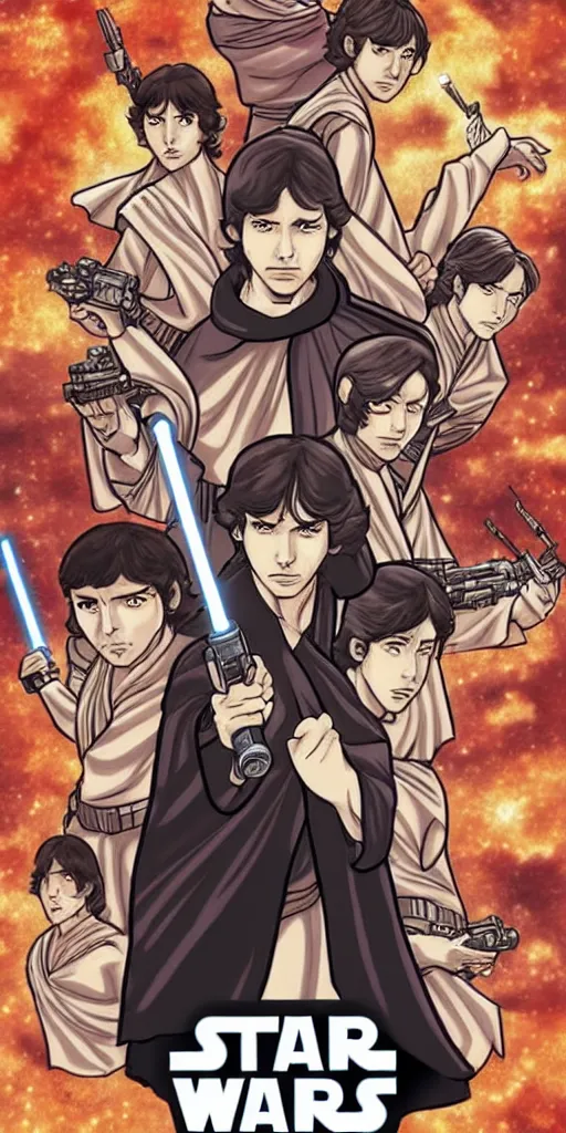 Prompt: star wars movie poster in manga style