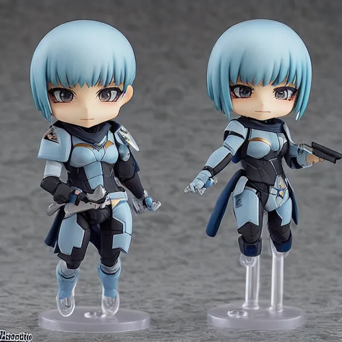 Prompt: destiny commander zavala!!!!!!!!!!!!!!!!!!!!!!!!!!, an ( ( ( ( ( anime ) ) ) ) ) nendoroid of commander zavala, figurine, light - blue skin and bald!!!!!!!!, detailed product photo