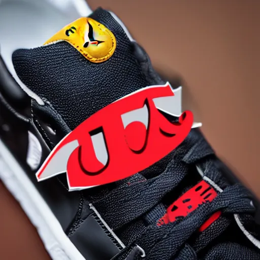 Image similar to close up photo of funny jordan logo on sneakers, high quality product photo