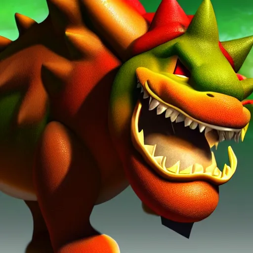 Prompt: photorealistic bowser, 4 k, full color, 3 5 mm,