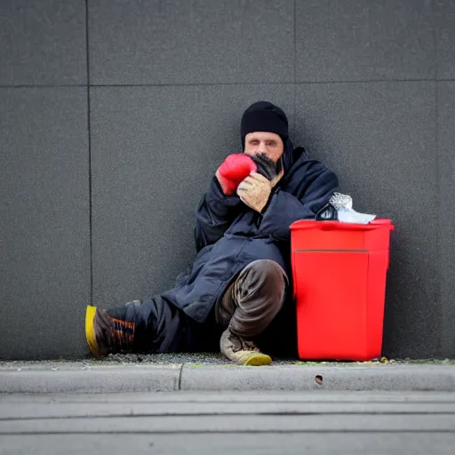 Prompt: Homeless person robbing a McDonald's, professional photography, 4K