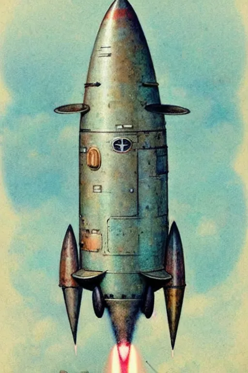 Image similar to (((((1950s rocketship . muted colors.))))) by Jean-Baptiste Monge !!!!!!!!!!!!!!!!!!!!!!!!!!!