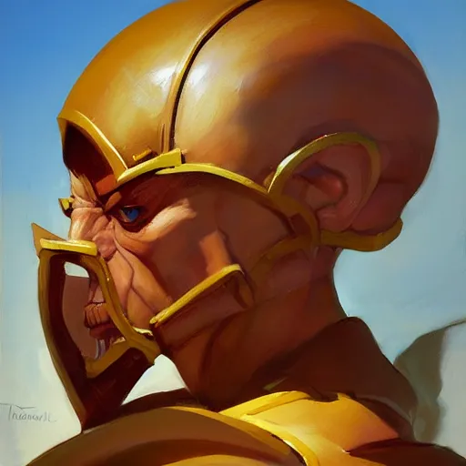 Image similar to greg manchess portrait painting of partially armored dhalsim from street fighter as overwatch character, medium shot, asymmetrical, profile picture, organic painting, sunny day, matte painting, bold shapes, hard edges, street art, trending on artstation, by huang guangjian and gil elvgren and gerald brom