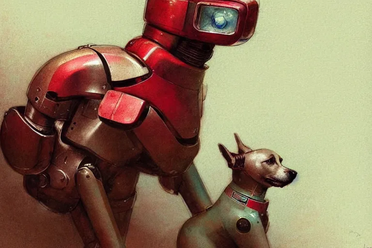Prompt: explorer ( ( ( ( ( 1 9 5 0 s retro future robot android dog. muted colors. ) ) ) ) ) by jean baptiste monge!!!!!!!!!!!!!!!!!!!!!!!!! chrome red