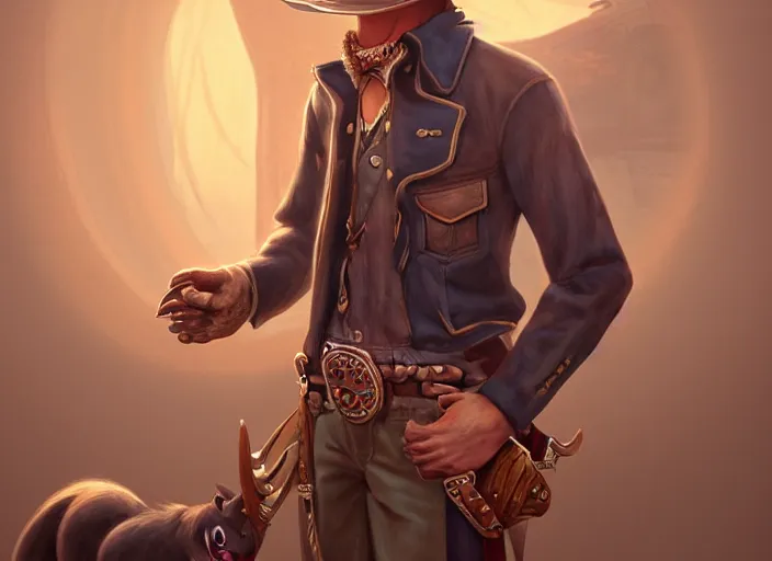 Image similar to character portrait feature of the anthro male anthropomorphic rat fursona wearing cowboy outfit wild west desperado standing next to an old monte carlo vintage car, character design stylized by charlie bowater, ross tran, artgerm, makoto shinkai, detailed, soft lighting, rendered in octane