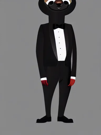 Image similar to full body portrait of anthropomorphic sloth in formalwear : : debonair, gq, noir : : digital art, concept art, digital illustration, photorealism, hyperreal