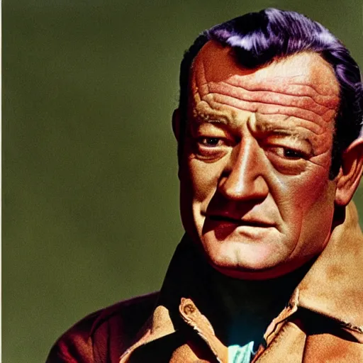 Prompt: ”A color photo of John Wayne by Terry O´Neill”