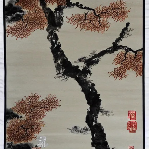 Image similar to beginning of autumn, Traditional Chinese ink painting style