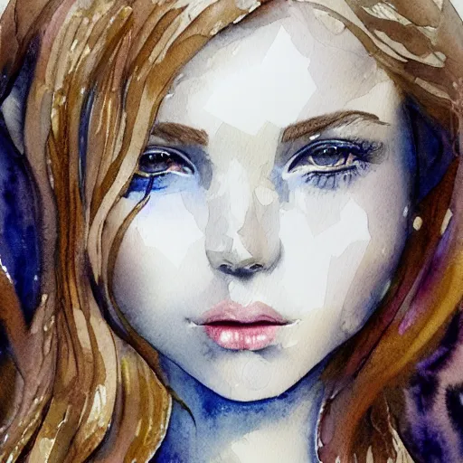 Prompt: watercolor art on paper, libra girl portrait, highly detailed, artstation, masterpiece, award - winning