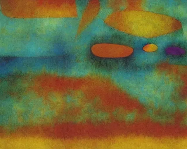 Image similar to Ocean waves in a psychedelic dream world. DMT. Curving rivers. Paul Klee. Zao Wou-ki.