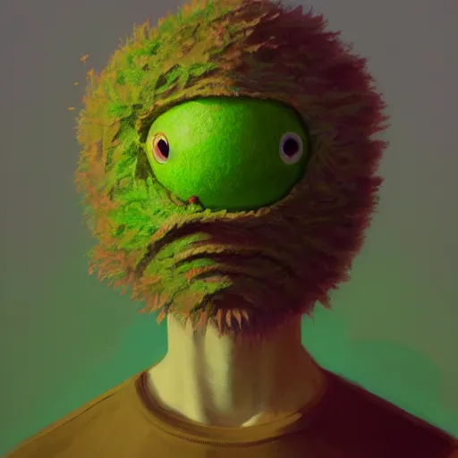 Image similar to highly detailed vfx portrait of a character of a tennis ball monster stephen bliss, chalk, unrealengine, greg rutkowski, loish, rhads, beeple, chalk, makoto shinkai and lois van baarle, ilya kuvshinov, rossdraws, tom bagshaw, basil gogos