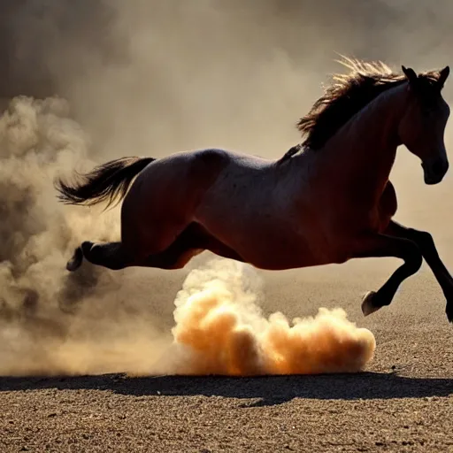 Image similar to a horse doing a burnout