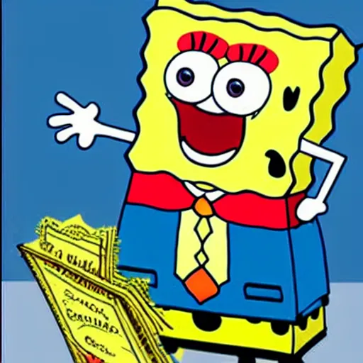 Image similar to spongebob in real life becoming president of the united states, hyper realistic,